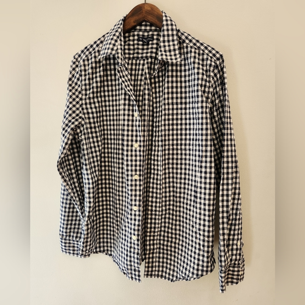 Gap Cotton Black & White Check Long Sleeve Button Down Size S
